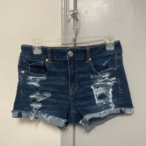 American Eagle Women’s Jean Shorts - High Rise Shorties Dark Wash Size 8